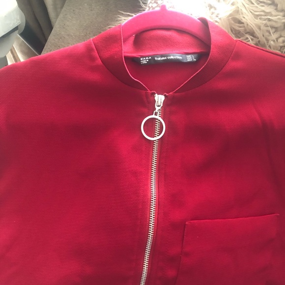 Zara front zipper closure burgundy cropped top - Picture 5 of 5